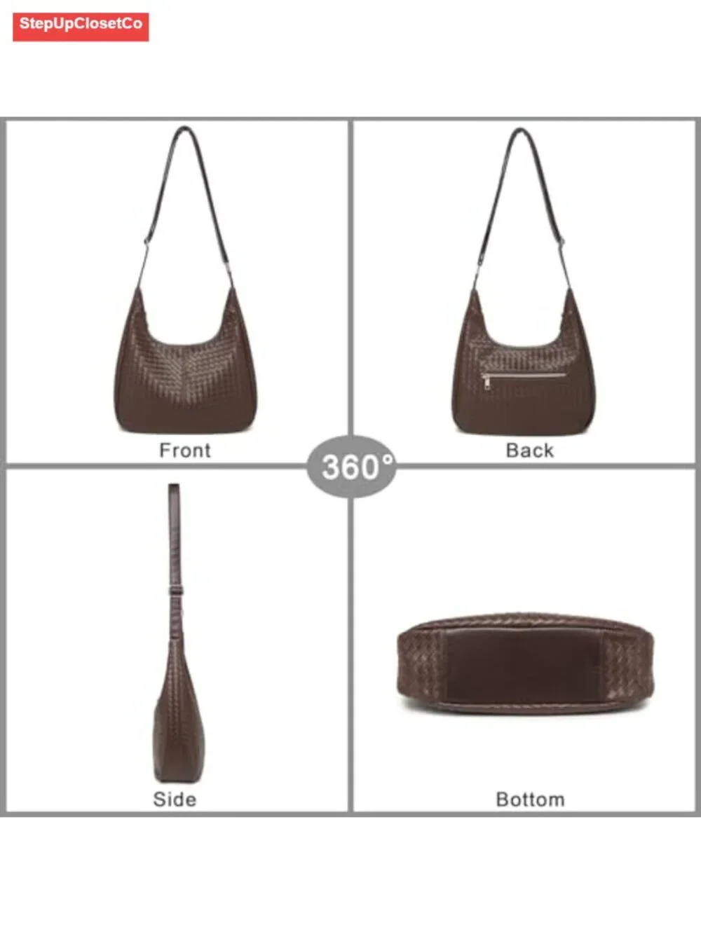 Woven Hobo Bag for Women Faux Leather Crossbody Shoulder Tote Handbag